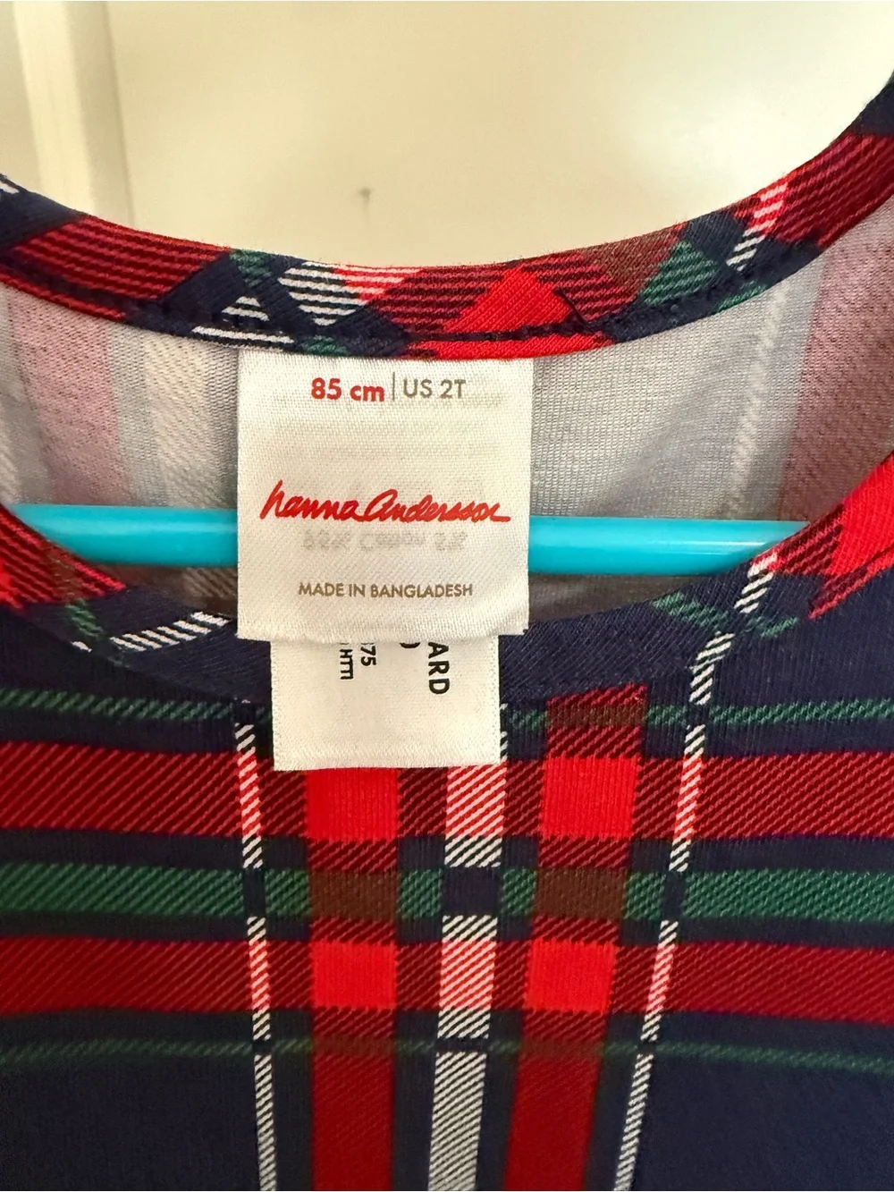 Hanna Andersson Red Navy Plaid Long-Sleeve Dress